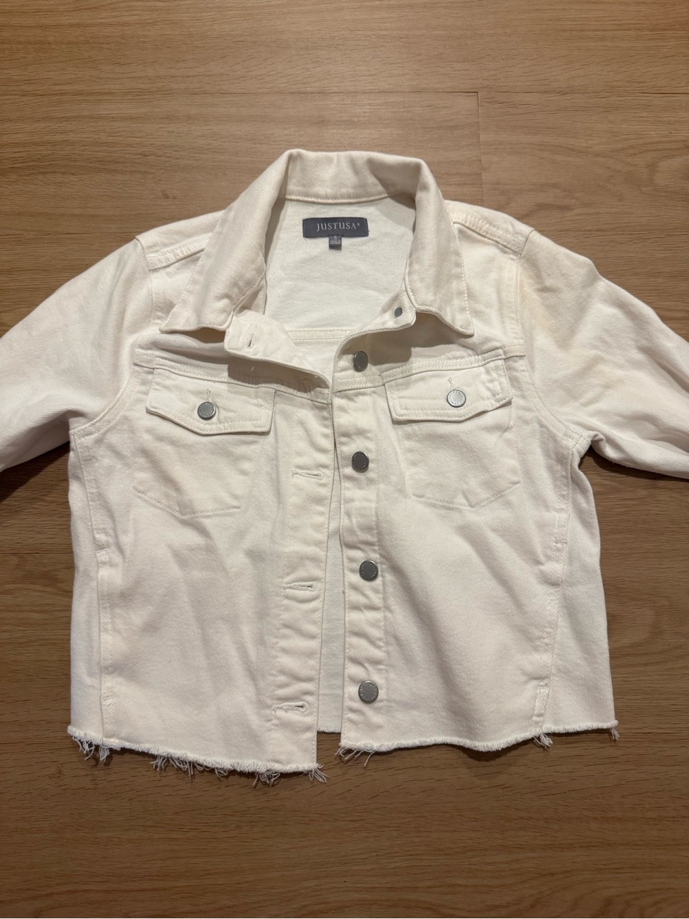 Just USA Distressed Hem Denim Jacket Size Small